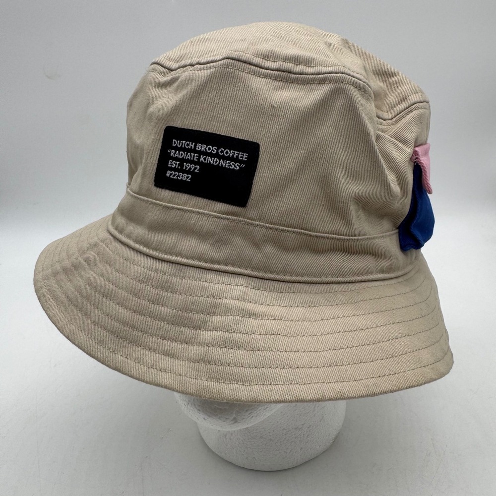 Dutch Bros Coffee Radiate‎ Kindness Bucket Hat Tan Pink Blue Cotton OS
